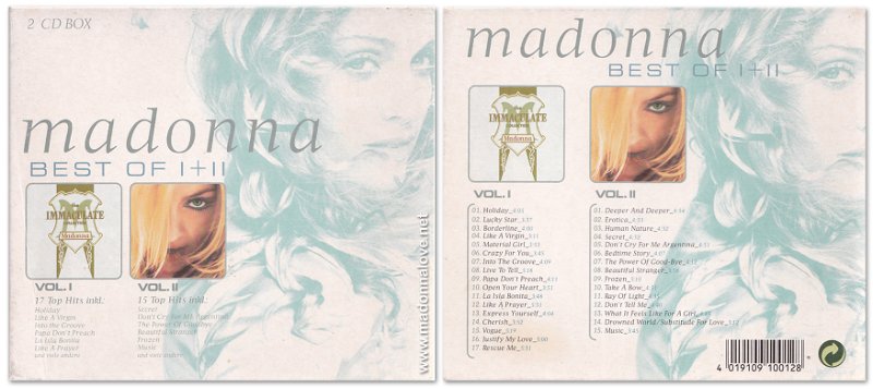 2001 Madonna Best of music boxset (including The immaculate collection & GHV2 CD's) - Barcode 4019109100128 - Germany