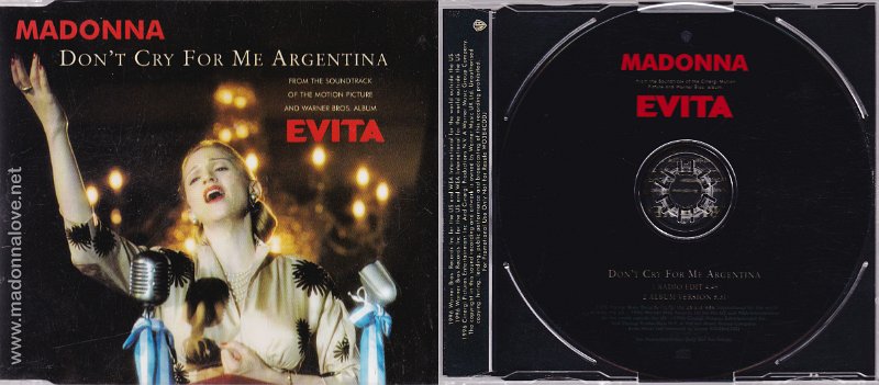 1996 Don't cry for me Argentina Promo CD single (2-trk) - Cat.Nr. WO384CDDJ - UK