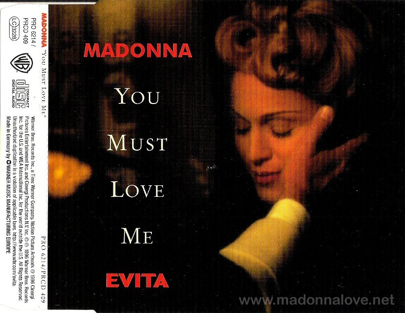 1996 You must love me Promo CD single (1-trk) - Cat.Nr. PRO 6214 - PRCD 409- Germany