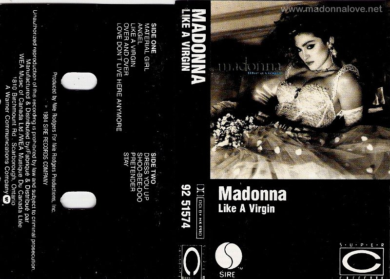 1984 Like a virgin Cassette Album - Cat.Nr. 92 51574 - Canada
