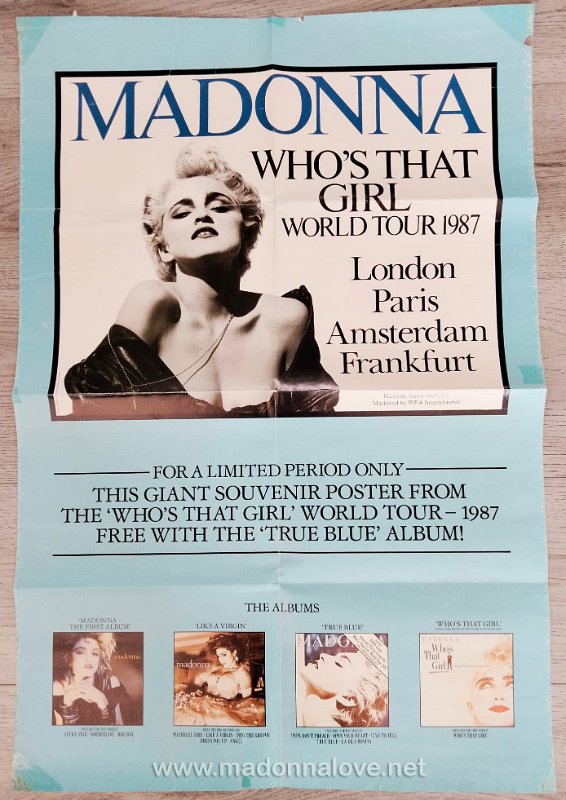 1987 Who's that girl world tour promo poster 1 (UK - came for free with the True Blue album)