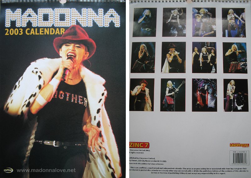 2003 Unofficial Madonna 2003 calendar - ISBN 1-84324085