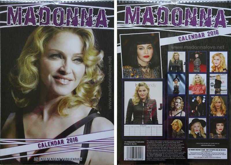 2016 Unofficial Madonna calendar 2016 - ISBN unknown