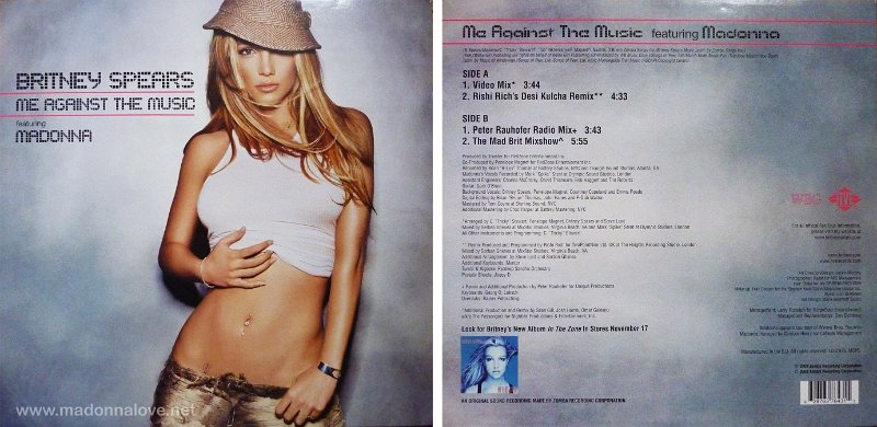 2003 Me against the music - Cat. Nr. 82876576431 - UK (Backsleeve without Britney picture + Runout groove 82876 57643-1)
