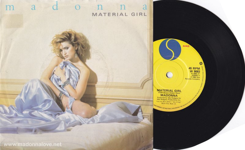 1985 Material girl - Cat.Nr. W9083 - UK (Made in the UK + No copyright control on label - Yellow label)
