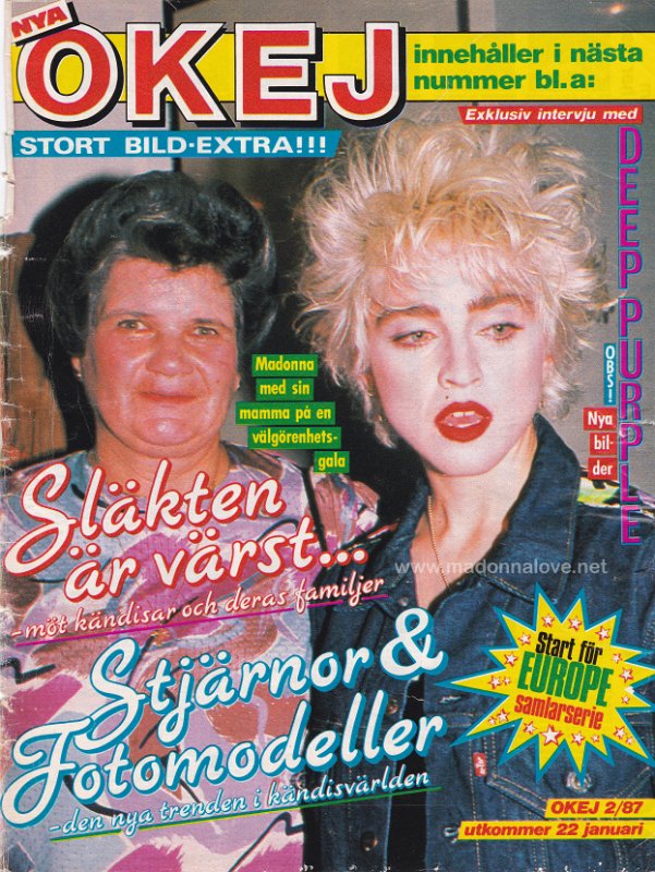 1987 - January - OKEJ - Sweden - Madonna med sin mamma pa en valgorenhets-gala