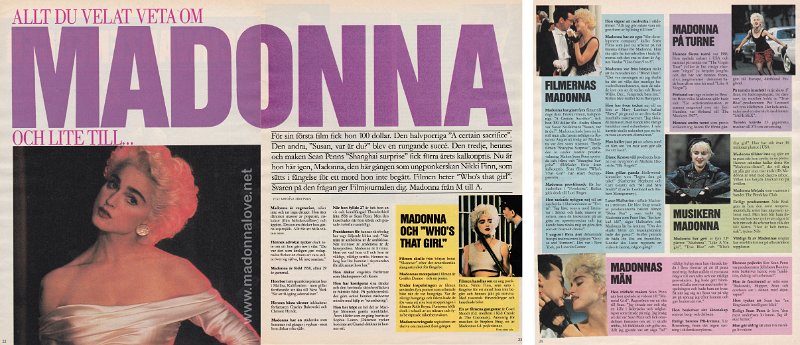 1987 - October - Filmjournalen - Sweden - Allt du velat veta om Madonna och lite till