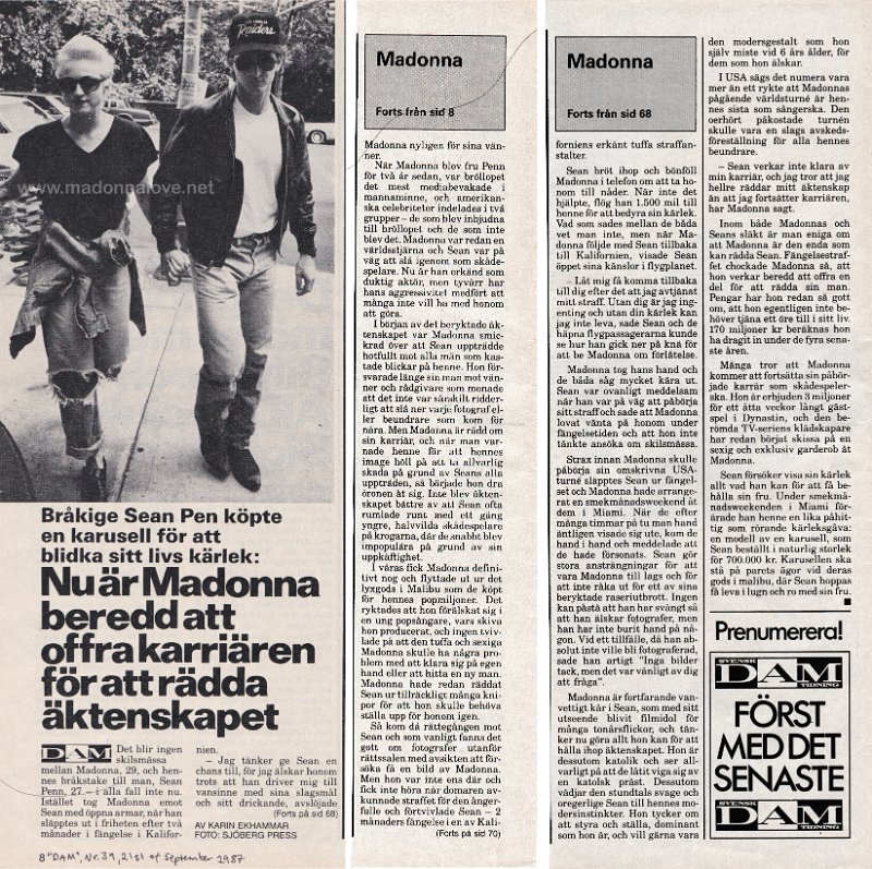1987 - September - DAM - Sweden - Nu ar Madonnna beredd att