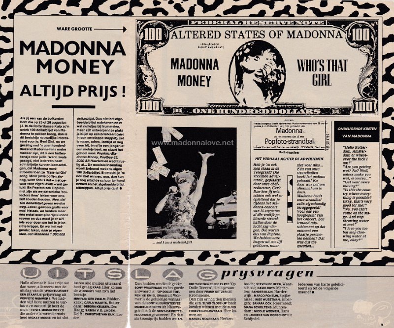 1987 - Unknown month - Popfoto - Holland - Madonna money altijd prijs!