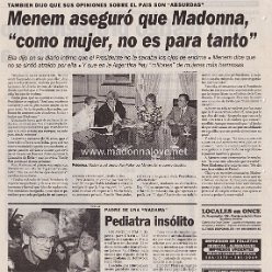 1996 - October - Clarin (Espectaculos) - Argentina - Menem aseguro que Madonna