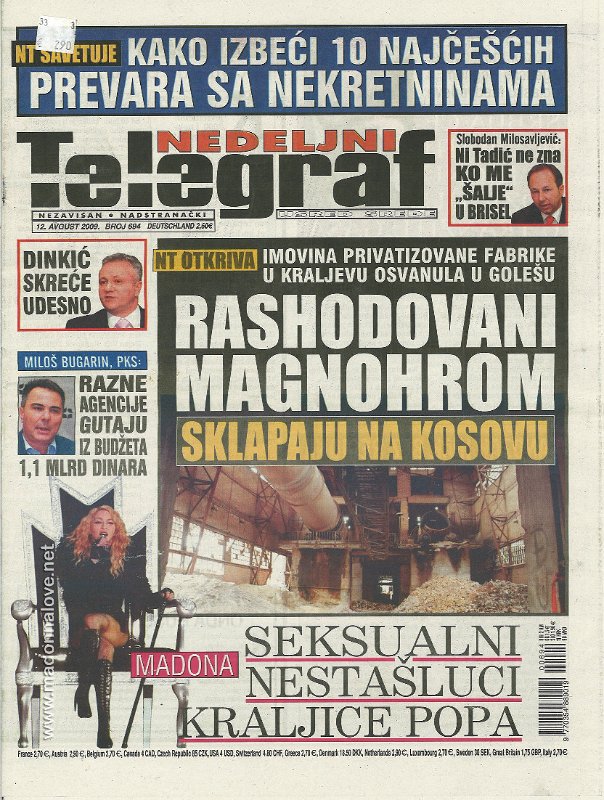 Nedeljni Telegraf - 12 August 2009 - Serbia