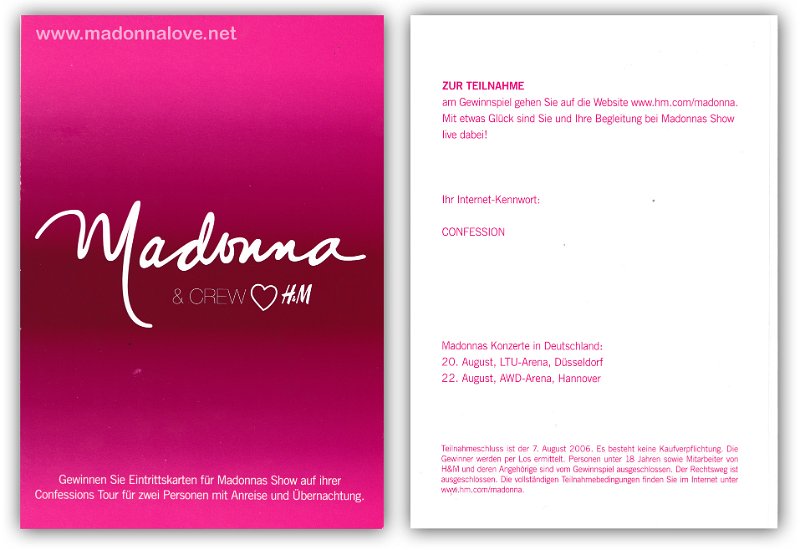 2006 - H&M Collection Madonna & Crew love H&M - A5 promotional flyer (Germany)