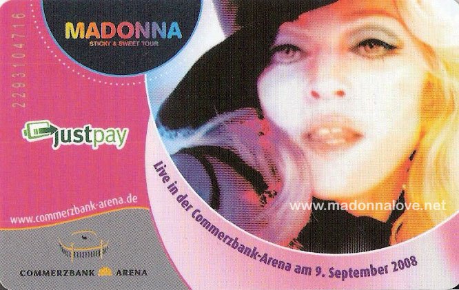 2008 - Sticky & Sweet tour merchandise - CommerzBank Arena card