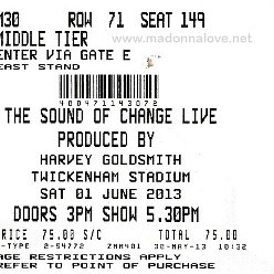 2013 - The Sound Of Change Live London merchandise - Concertticket