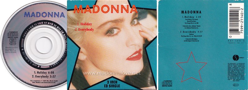 1989 Holiday 3INCH CD single - 921 140-2 - Germany (921140-2.2 RSA on back of CD)