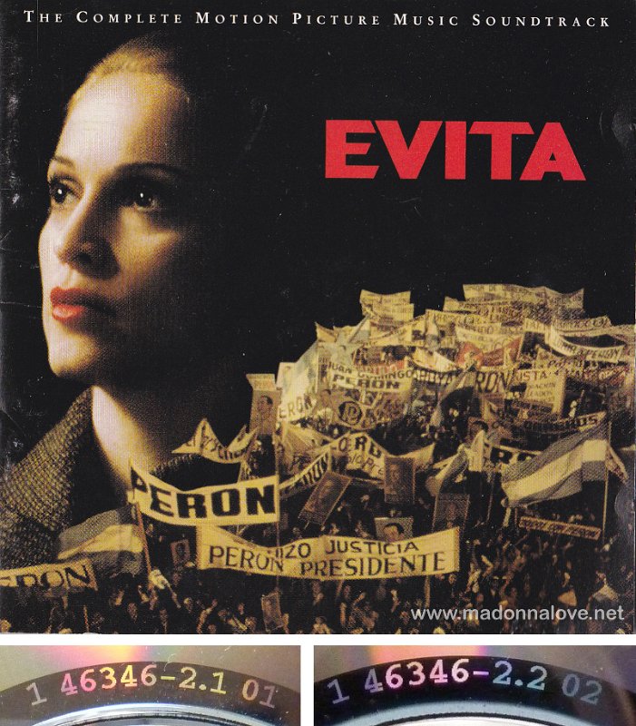 1996 Evita double CD - Cat.Nr. 9 46346-2 - USA (1 46346-2.1 01 + 1 46346-2.2 02 on discs)