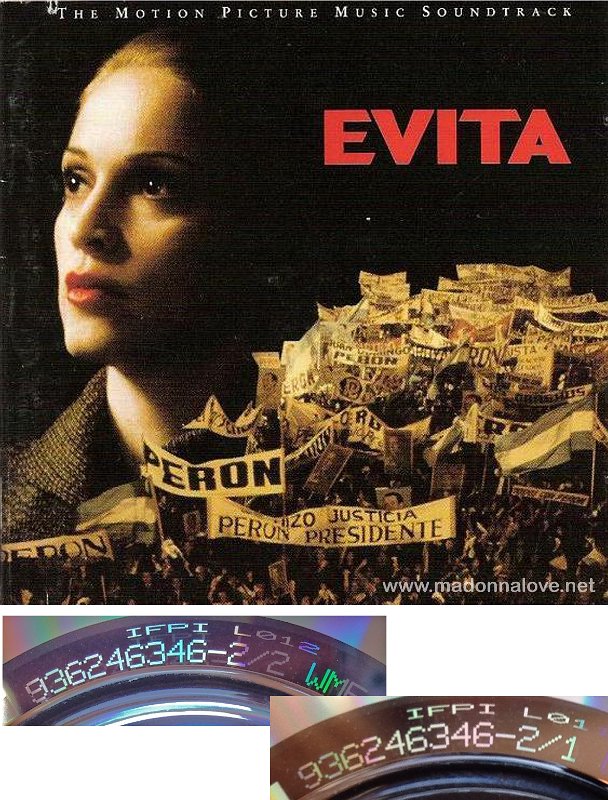 1996 Evita double CD - Cat.Nr. 9362-46346-2 - Germany (936246346-21 WME & 936246346-22 WME on back of CDs)