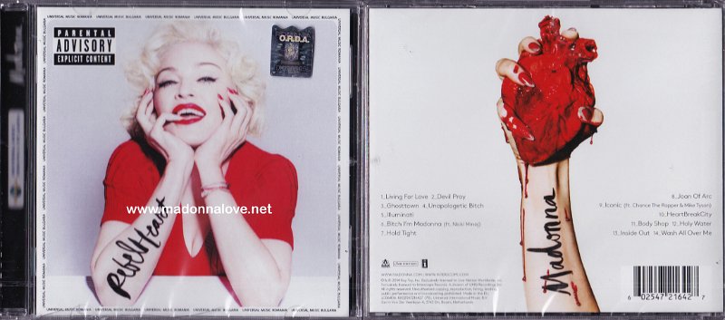 2015 Rebel Heart Standard edition - Cat.Nr. 0602547216427 (70) - Romania (Universal Music Romania Bulgaria border on sleeve)