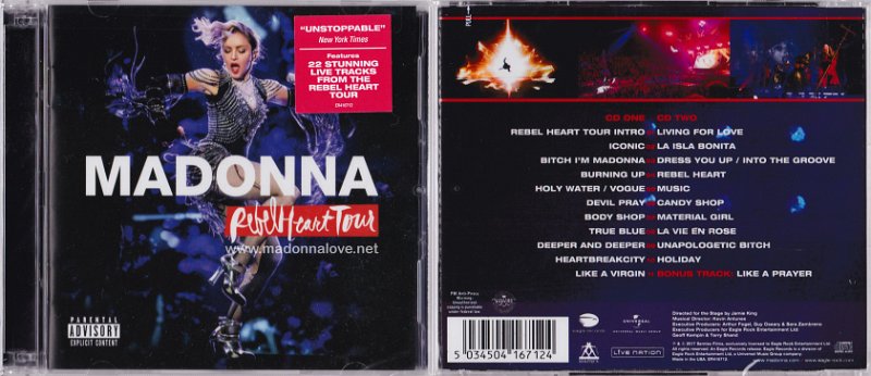 2017 RebelHeart Tour 2CD - Cat.Nr. ER416712 - USA (Red sticker on jewel case)