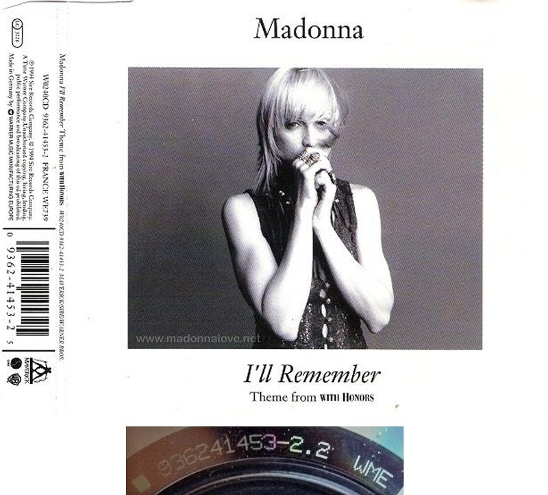 1994 Ill remember - CD maxi single (4-trk) - cat.Nr. 9362-41453-2 - Germany (936241453-2.2 WME on back of CD)