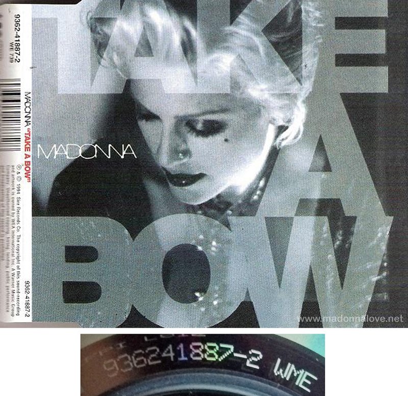 1994 Take a bow - CD maxi single (5-trk) - Cat.Nr. 9362-41887-2 - Germany (936241887-2 WME on back of CD)