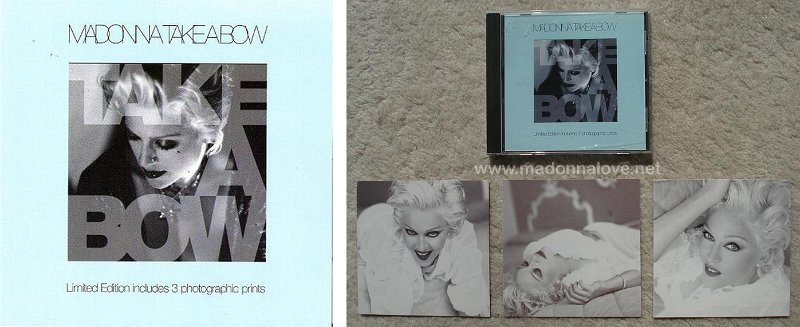 1994 Take a bow - CD maxi single compact disc (3-trk) - Cat.Nr. W0278CDX - 9362-41873-2- UK Limited edition 3 photographic prints
