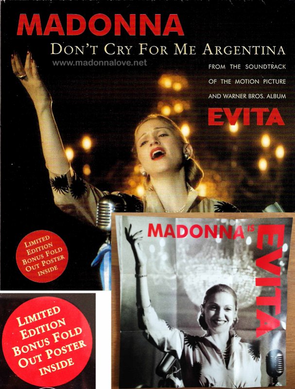1996 Don't cry for me Argentina - CD maxi single Compact Disc (4-trk) Fold out poster - Cat.Nr. 9362438302 - Australia