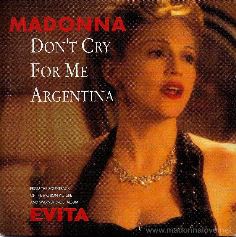 1996 Don't cry for me Argentina - Cardsleeve (4-trk) - Cat.Nr.9362-43832-9 - France (Only cardsleeve issue release - 936243830-2 WME on back of CD)
