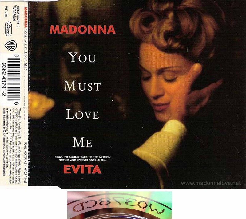 1996 You must love me - CD maxi single (3-trk) - Cat.Nr. W0378CD - UK (W0378CD Mastered by Mayking on back of CD)