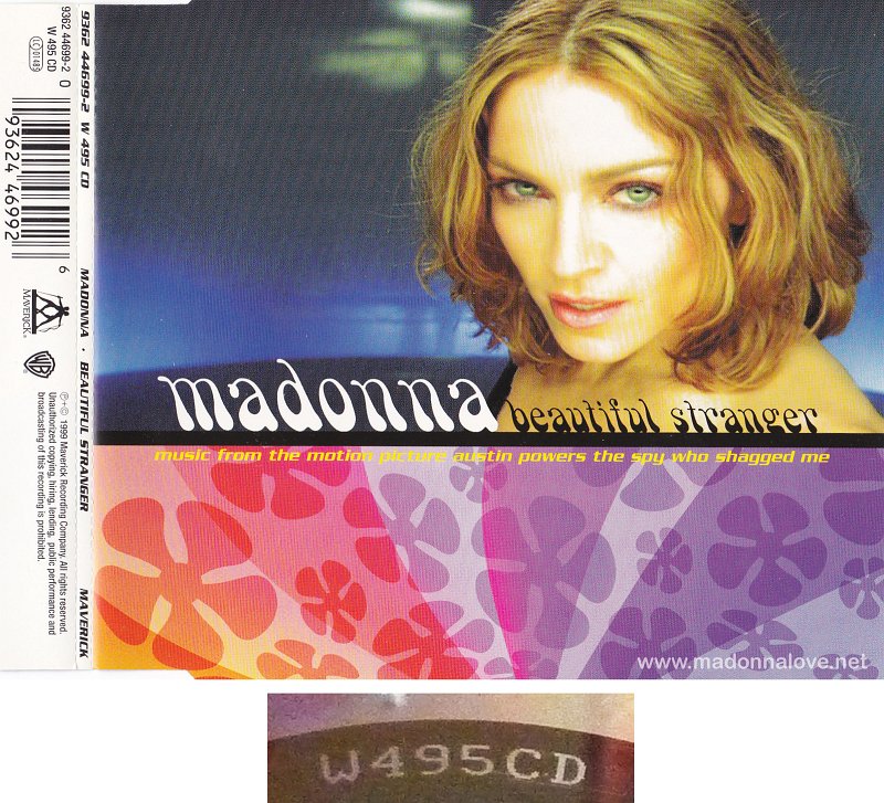 1999 Beautiful stranger - CD maxi single (3-trk) - Cat.Nr. W495CD - UK ((WHITE text on disc) W495CD CDP UK on back of CD)