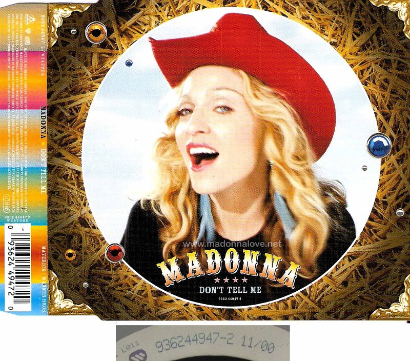 2000 Don't tell me - CD maxi single (3-trk) - Cat.Nr. 9362 44947-2 - Germany (936244947-2 1100 on back of CD)