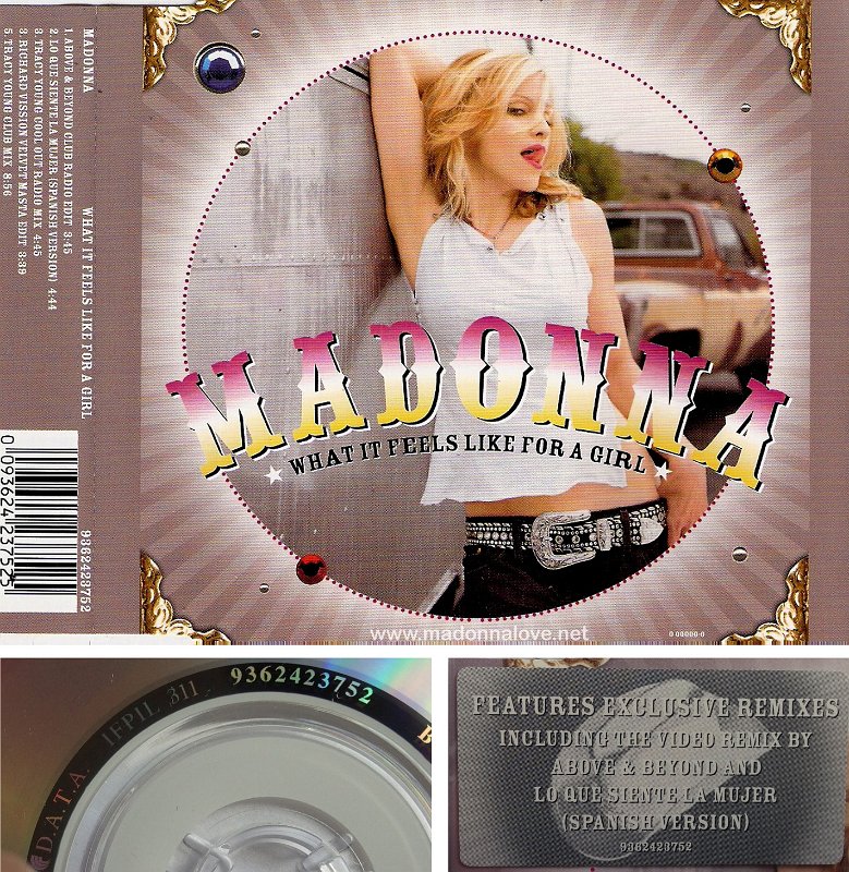 2001 What it feels like for a girl  - CD maxi single (5-trk) - Cat.Nr 9362423752 - Australia (DATA IFPIL 9362423752 on back of CD + white disc)