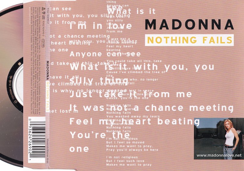 2003 Nothing fails  - CD maxi single (4-trk) - Cat.Nr. 9362 42690-2 - Germany (936242690-2 1103 V01 on back of CD)