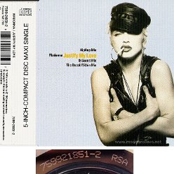 1991 Justify my love  - CD maxi single (3-trk) - Cat.Nr. 7599-21851-2 - Germany (759921851-2 RSA on back of CD)