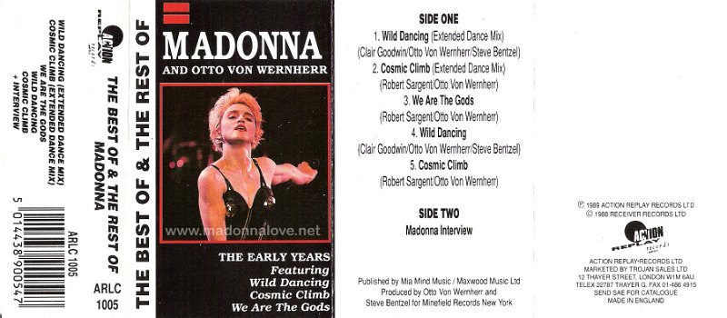 1989 The best and rest of Madonna and Otto von Wenherr - Unofficial Cassette Tape - Cat. Nr. ARLC 1005 - UK