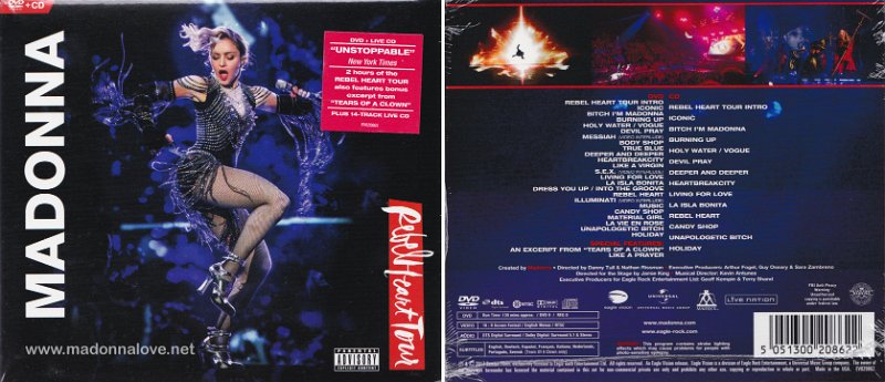 2017 RebelHeart tour digipack (DVD & CD) - Cat.Nr. EV020862 - USA (comes with sticker)