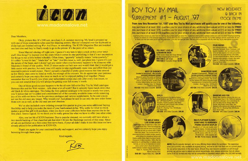 Boy toy by mail supplement #1 - August '97