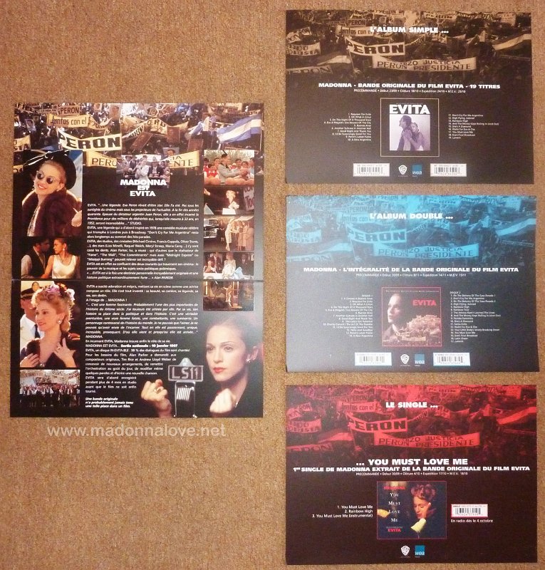 1996 - Evita promo sheets set France (1)