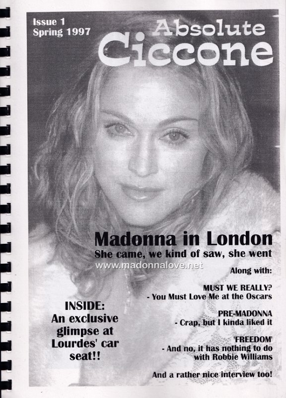 Absolute Ciccone fanzine (issue 1 - Spring 1997) - UK