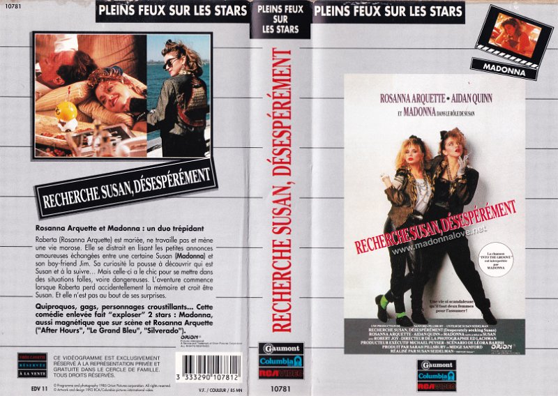 VHS 1985 Desperately Seeking Susan - 10781 - Barcode 3333290107812 - France