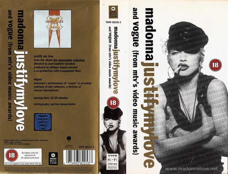 VHS 1990 Justify my love - Cat.Nr. 7599-38225-3 - UK