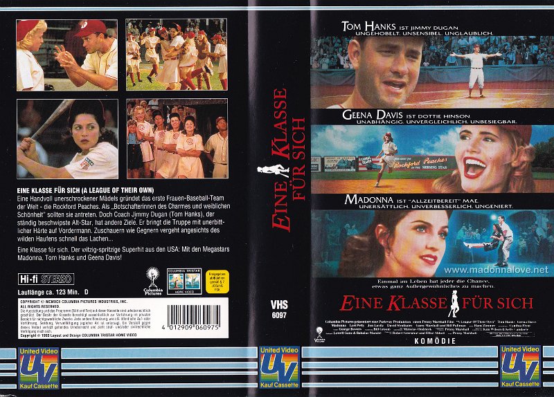 VHS 1992 A league of their own (Eine klasse fur sich) - Cat.Nr. VHS 6097 - Germany