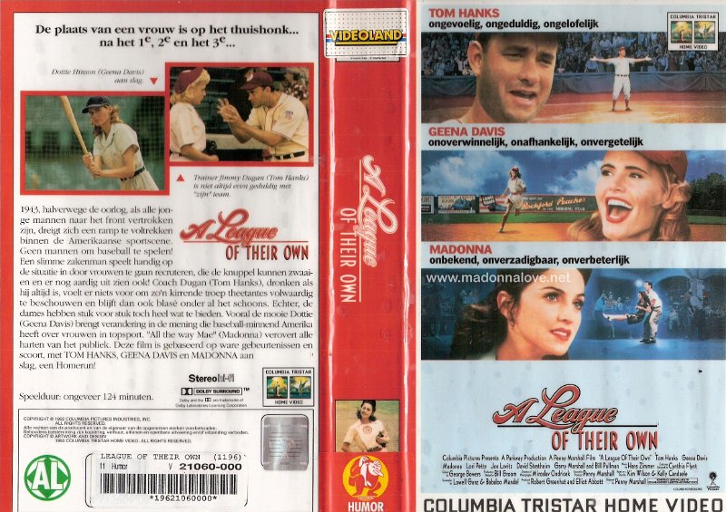 VHS 1992 A league of their own - Cat.Nr. CVT14589 - Holland (red box & coversleeve)
