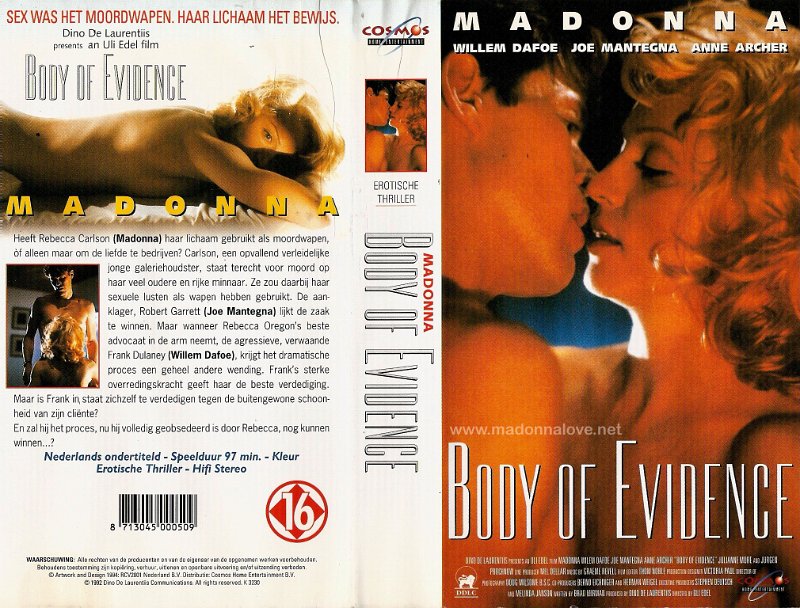 VHS 1992 Body of Evidence - Cat.Nr. V3230 - Holland