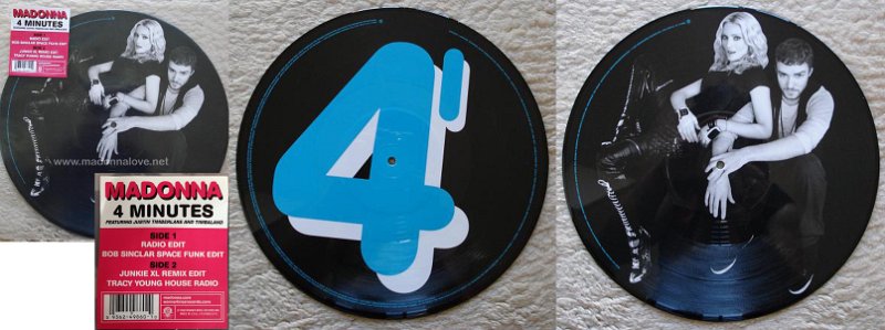 2008 4 Minutes 12inch Picture disc - Cat.Nr. 0-510652 - USA ('Made in USA' + Cat.Nr. 0-510652 on sticker)