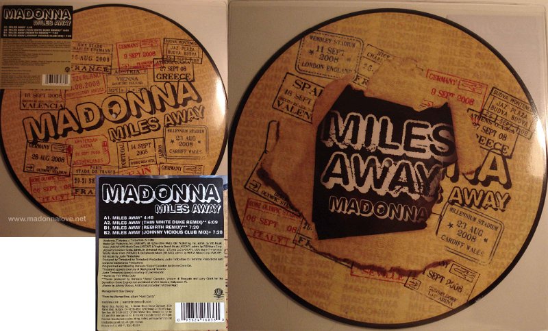 2008 Miles Away 12inch Picture disc - Cat.Nr. W814T - UK ('Made in EU' + W814T - 9362 49803 6 on sticker)