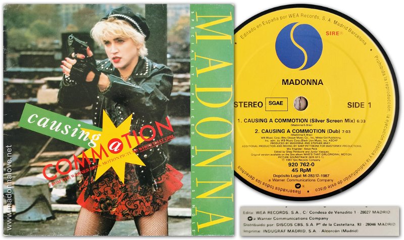 1987 Causing a commotion - Cat. Nr. 920 762-0 - Spain (Editado en Espana por WEA records - S.A. Madrid Barcelona)