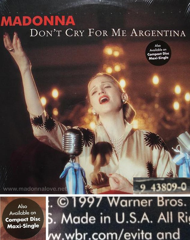 1996 Don't cry for me Argentina - Cat.Nr. 9 43809-0- USA (Made in USA backside)