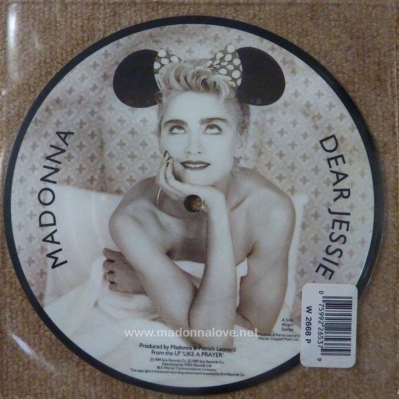 1989 Dear Jessie 7inch Picture disc - Cat.Nr. W 2668 P - UK