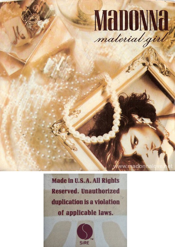 1985 Material girl - Cat. Nr. 29083-7 - USA (Runout groove 29083-7 + Made in USA on back sleeve)